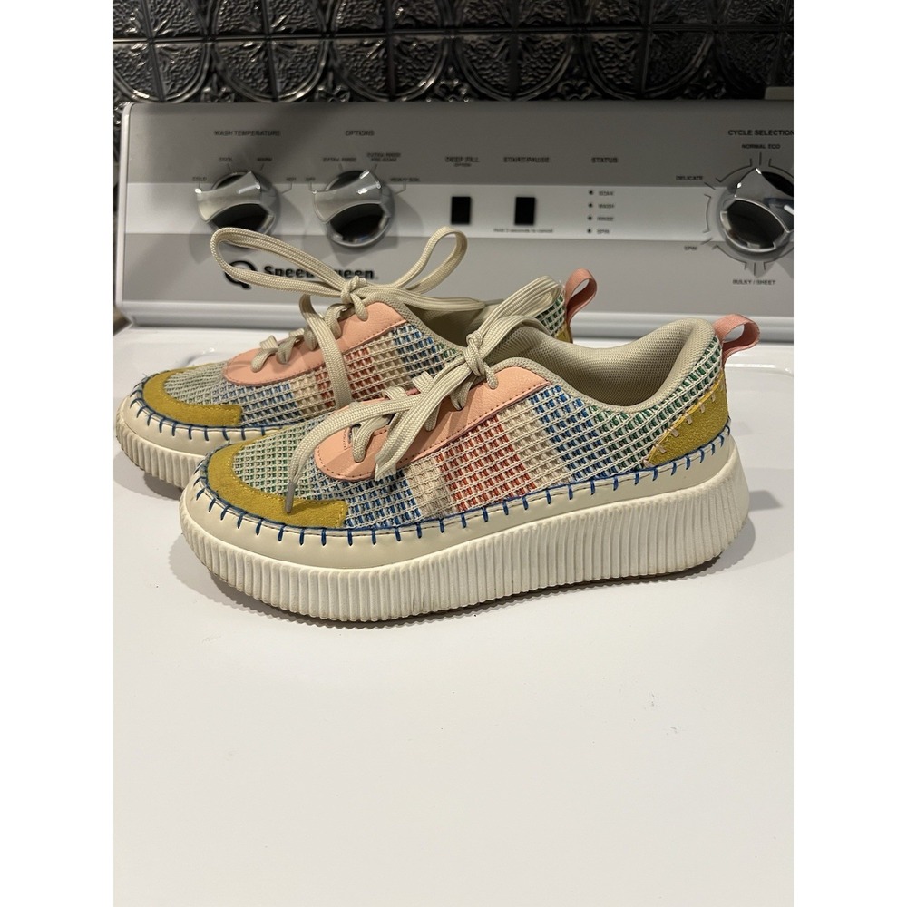 Nicole Miller New York Mixed Media Platform Sneaker Shoes Sz 7.5